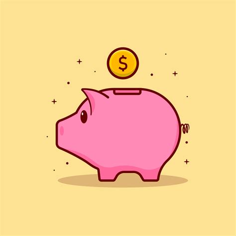 Piggy bank with coin cartoon illustration flat vector isolated object 6657748 Vector Art at Vecteezy