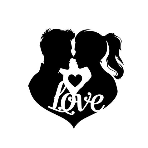Free Romantic Couple Black And White SVG Vector File For Laser Cutting #5 - K40 Laser Cutter