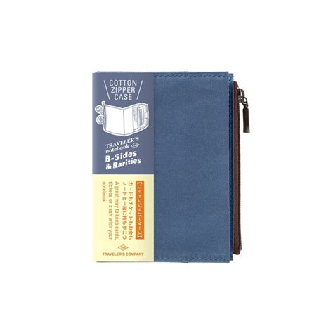 TRAVELER'S Notebook Limited Edition - Cotton Zipper Case (Blue/Mustard - Passport Size)