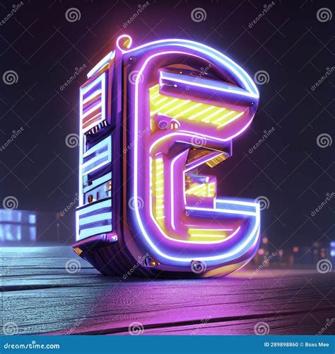 3D Rendering of a Neon Sign in the Shape of a Letter E Generative AI Stock Illustration ...