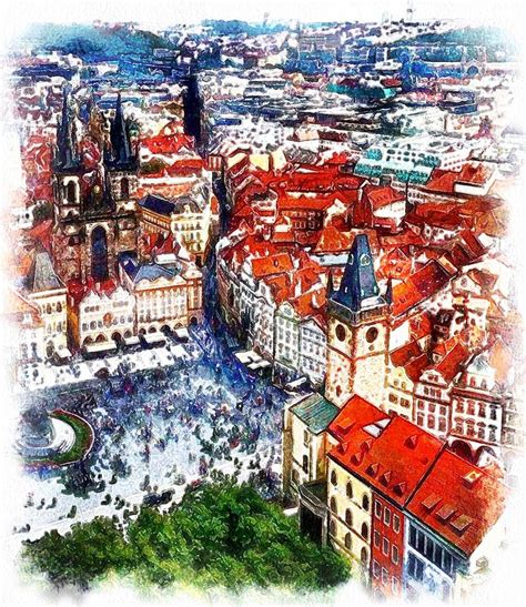 Prague Czech Republic Skyline Digital Art by Bob Smerecki - Fine Art ...