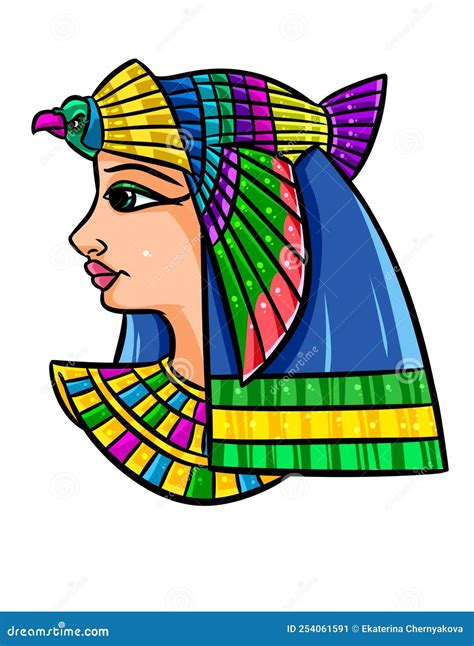 Girl Beautiful Portrait History Ancient Egypt Wig Bird Fashion Antiquity Clipart Cartoon ...