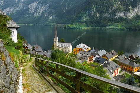 Hallstatt Austria View of the Village and Lake — Stock Photo ...