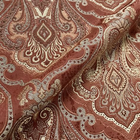 Claret Burgundy Red Damask Jacquard Upholstery Fabric - 54" by the Yard ...