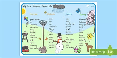 FREE! - Four Seasons Word Mat (teacher made)