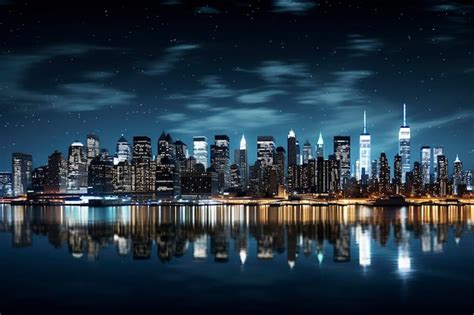 Premium AI Image | night shot of a cityscape with a starry sky above Use a tripod to ensure ...