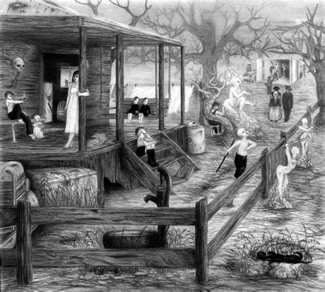 13x19 Signed Art Print: Backwoods family - southern gothic