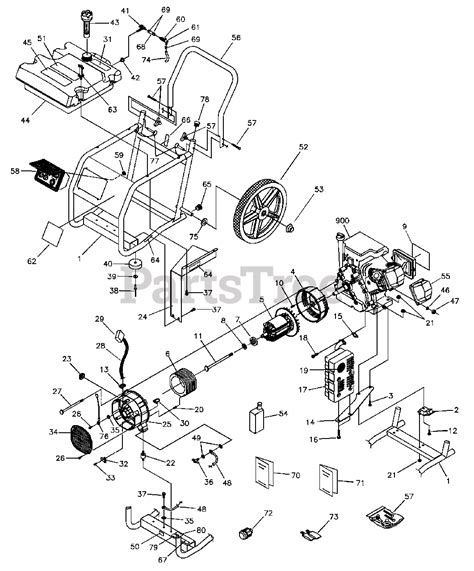 Generac 1655-0 - Generac Wheelhouse 5,500 Watt Portable Generator Main Unit Parts Lookup with ...