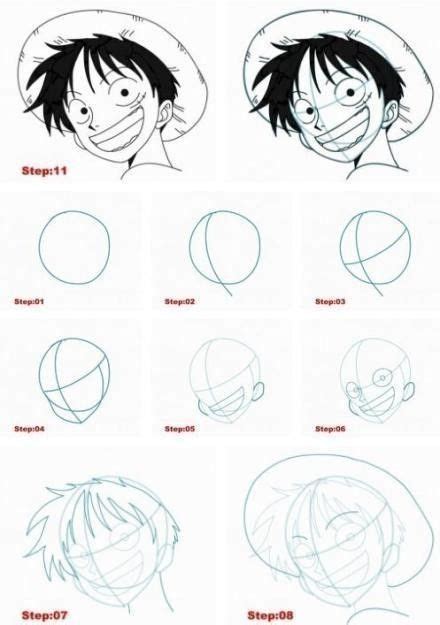 Step-by-step drawing tutorial for Luffy from One piece #drawing #luffy #piece #tutorial Naruto ...