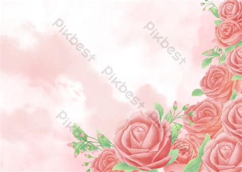 Light Pink Flower Background Watercolor Floral Rose Flowers | PSD Free ...