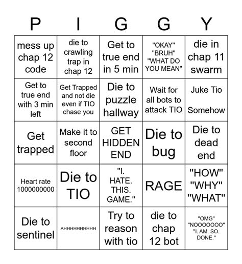 PIGGY HIDDEN ENDING BINGO Card