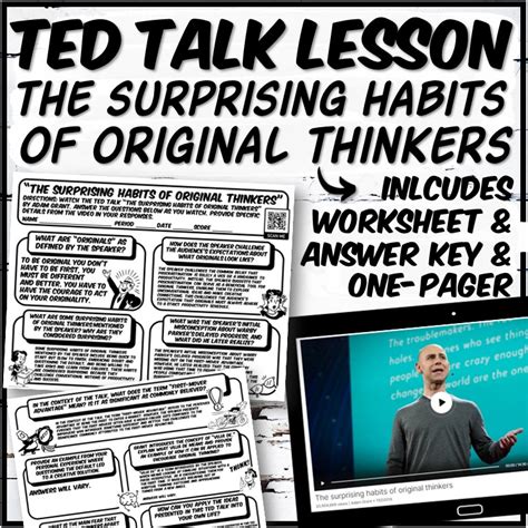 TED Talk Lesson: The Surprising Habits of Original Thinkers, by Adam ...