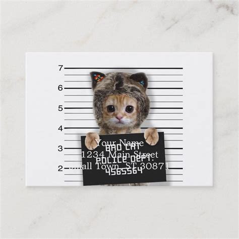 mugshot cat - crazy cat - kitty - feline business card | Zazzle