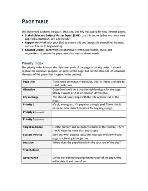 Page table template | PDF