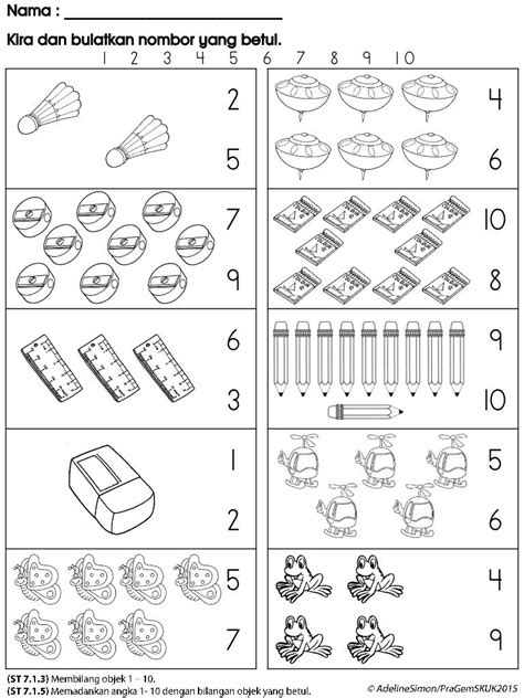 Latihan numerasi bulatkan nombor yang betul (1)