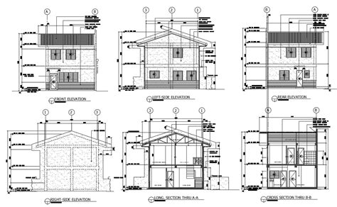 1080 Sq Ft House Building Section And Elevation Design Cadbull | Images ...