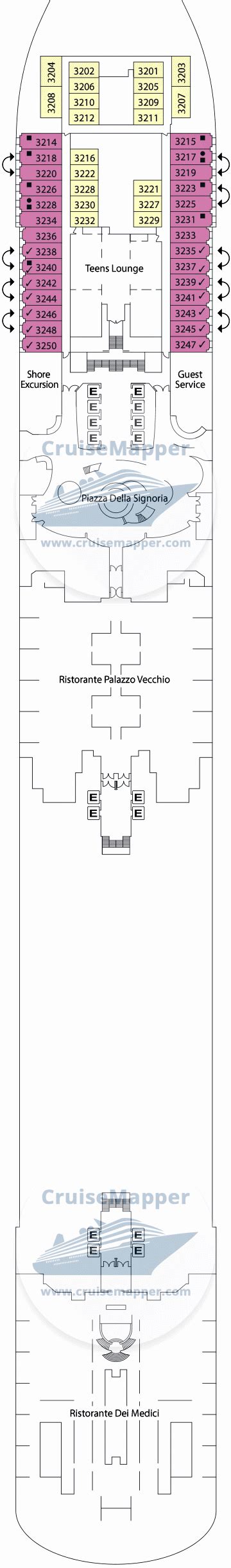 Carnival Firenze deck 18 plan | CruiseMapper