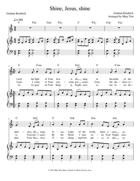 Shine, Jesus, shine - Graham Kendrick Sheet music for Piano, Vocals (Piano-Voice) | Musescore.com