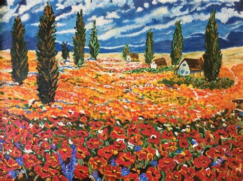 Poppy field inspired by Claude Monet Painting by Behnaz Hofelich | Saatchi Art