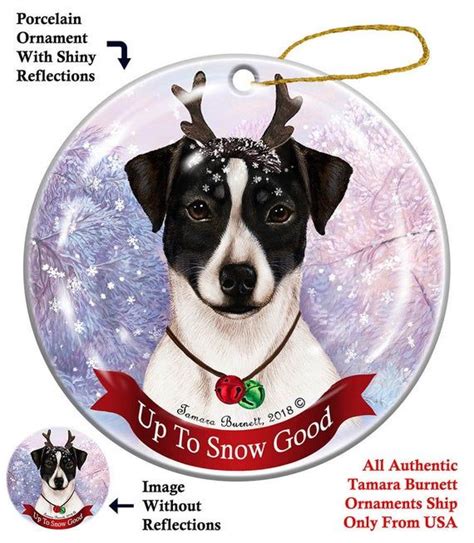 Holiday Pet Gifts Rat Terrier Uncropped Black/white Reindeer - Etsy ...