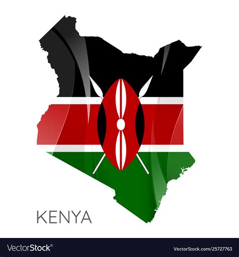 Map kenya with an official flag on white Vector Image