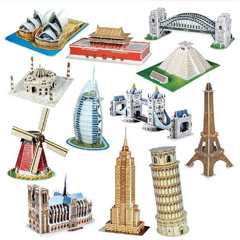 3d Three-dimensional Puzzle Word Famous Buildings Architecture Puzzle Educational Diy Toy Gift ...