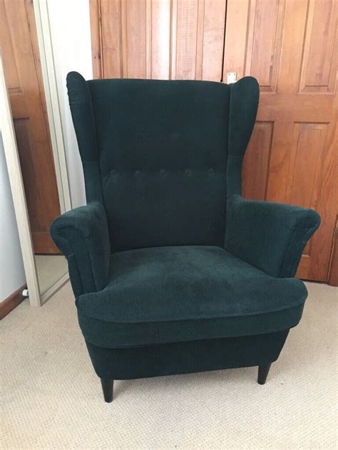 Ikea Strandmon Wing Armchair, Dark Green, Barely Used | in Eye, Suffolk | Gumtree