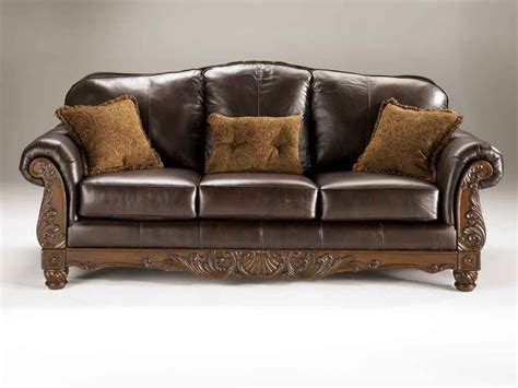 Ashley North Shore 2260338 95" Stationary Sofa with Top-Grain Leather Upholstery 3 Pillows ...