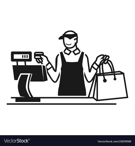Seller at the cash register icon simple style Vector Image