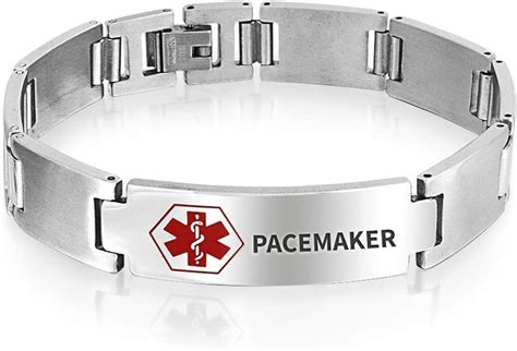 Pacemaker Identification Medical Alert ID U Link Bracelet for Men 8 Inch Stainless Steel Custom ...