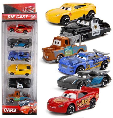 IndusBay Diecast Metal Lightning McQueen Black Storm Jackson Cars Toys for Boys -Set of 6 ...