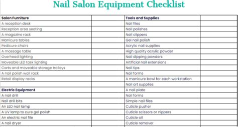 Share more than 146 nail salon equipment checklist latest - ceg.edu.vn