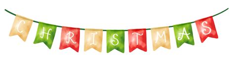 Christmas Banner Burlap Sign Party Buntings illustrations watercolor ...