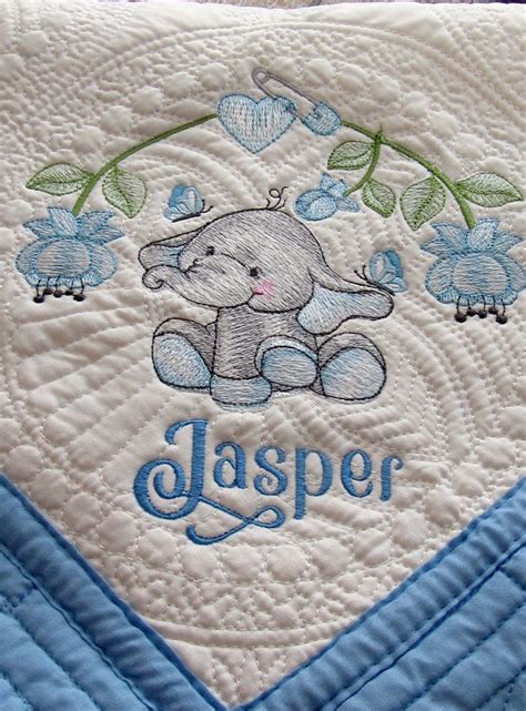 Embroidered Baby Quilt Personalized Heirloom Baby Quilt with | Etsy in 2020 | Embroider baby ...