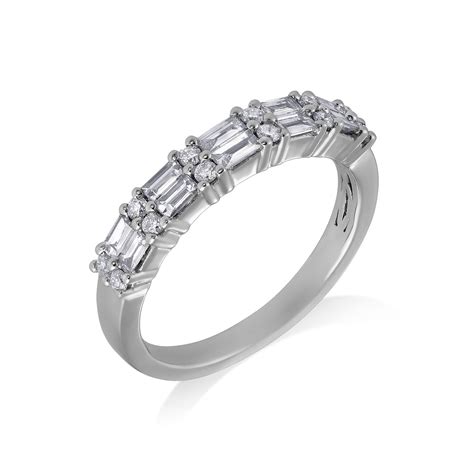 18ct White Gold Baguette and Brilliant Cut 0.50ct Diamond Fancy Band