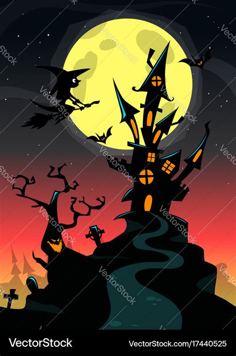 Halloween haunted house cartoon Royalty Free Vector Image