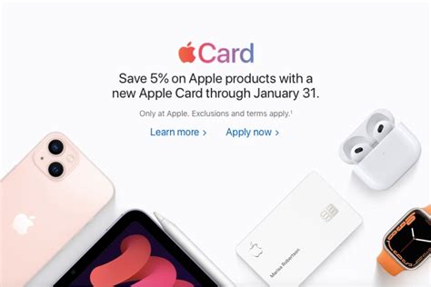 Apple Card promo offers 5% Daily Cash back on select Apple product purchases for new customers ...