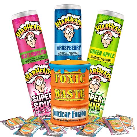 Warheads Sour Spray and Toxic Waste Nuclear Fusion, Extreme Sour Candy ...