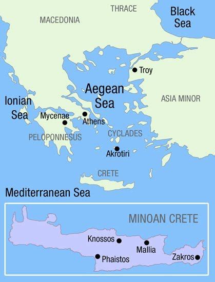 Map of Minoan Crete and Environs | Personajes históricos