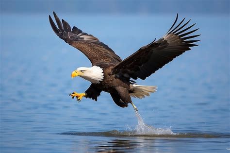 Premium Photo | A bald eagle is landing on the water