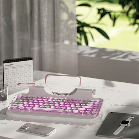 Buy Rymek Chic Typewriter Mechanical Wireless Keyboard with Tablet Stand Classy Bluetooth ...