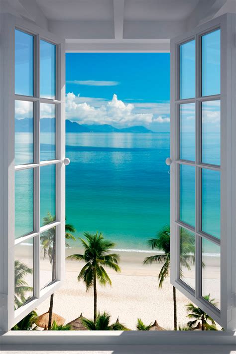 Paradise beach window graphic print | Beach view, Beautiful places ...