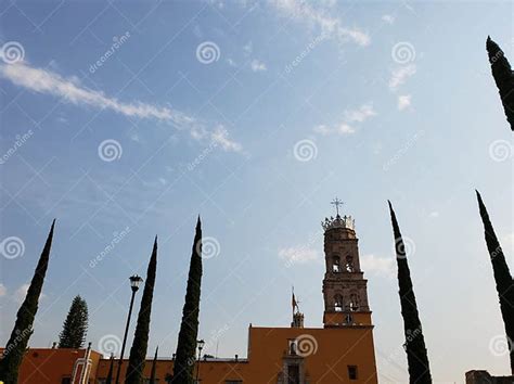 View of Exterior Facade of a Catholic Church in Acambaro, Mexico Stock ...