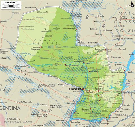 Physical Map of Paraguay - Ezilon Maps