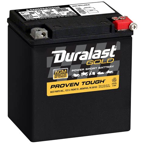 Duralast Gold ETX30LA Group BTX30L AGM Ready-To-Ride Power Sport Battery 400 CCA