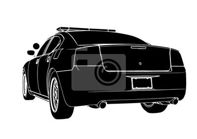 Silhouette police car vector posters for the wall • posters protect, safety, sign | myloview.com