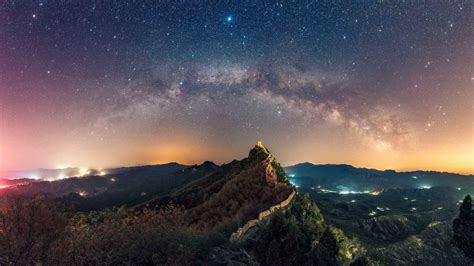 天空 山脉 星空 长城 银河 壁纸图片-壁纸高清