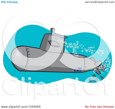 Royalty-Free (RF) Clip Art Illustration of a Cartoon Submerged Submarine by toonaday #1045906