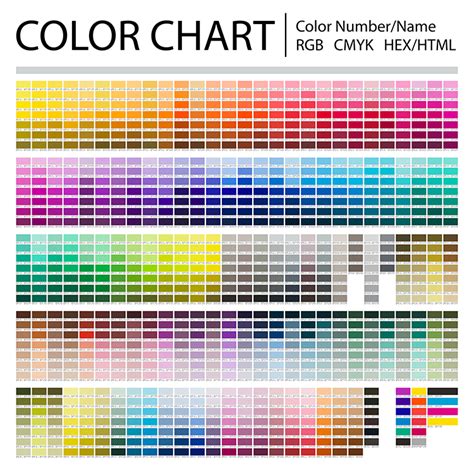High Resolution Color Chart With Hex/HTML, RGB, and CMYK Color Codes - Color Meanings