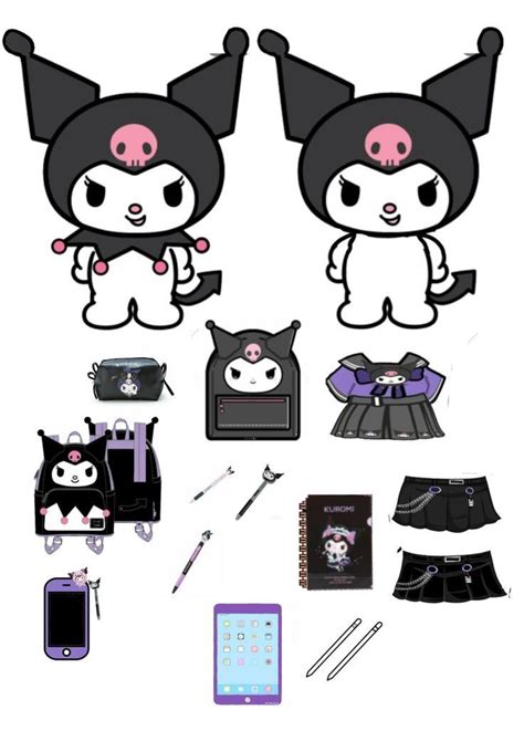 Kuromi Paper doll | Boyama kitapları, Hello kitty, Kağıt oyuncak bebek